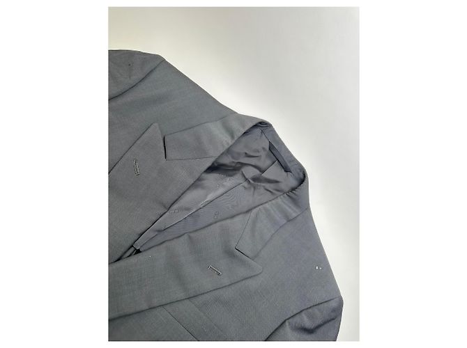 Vintage Dior Wool Blazer Gray Gold Buttons M Grey - view 7