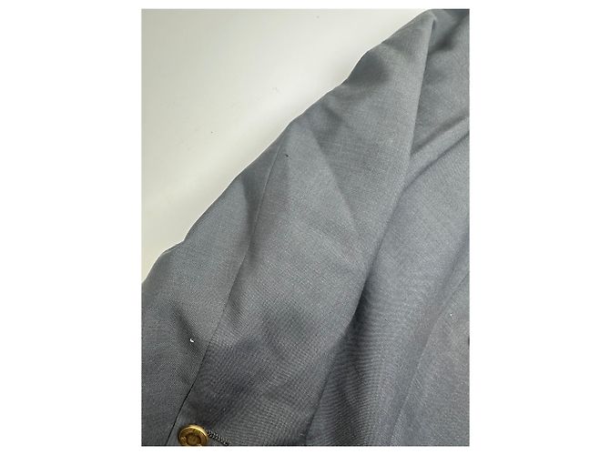 Vintage Dior Wool Blazer Gray Gold Buttons M Grey - view 8