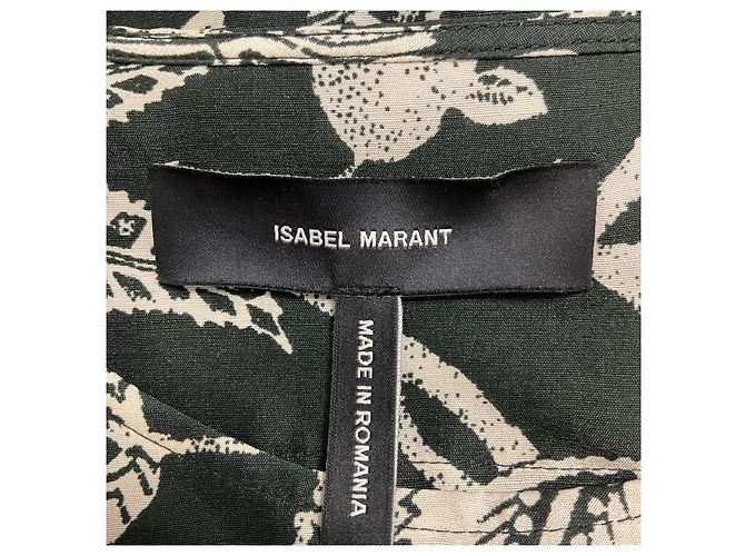 Isabel Marant Kurzärmeliges Mini-Seidenkleid mit Print Schwarz / Elfenbein - Ansicht 4