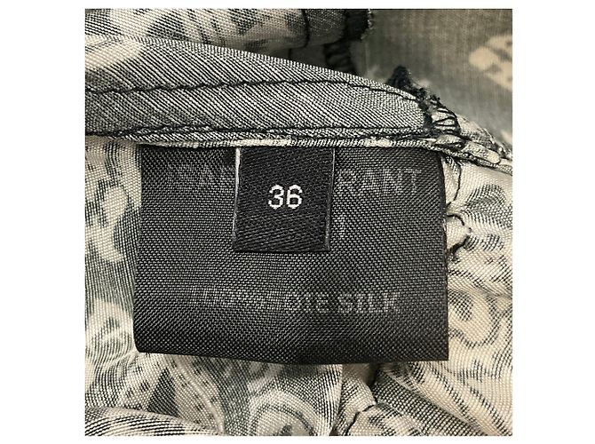 Isabel Marant Kurzärmeliges Mini-Seidenkleid mit Print Schwarz / Elfenbein - Ansicht 5