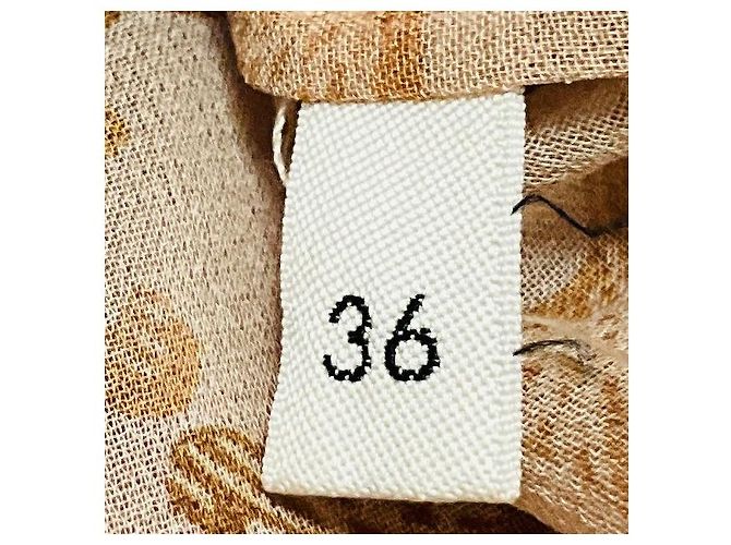 Céline Camicia da pigiama in georgette di seta con stampa logo monogramma Triomphe di Celine color Tan - vista 5