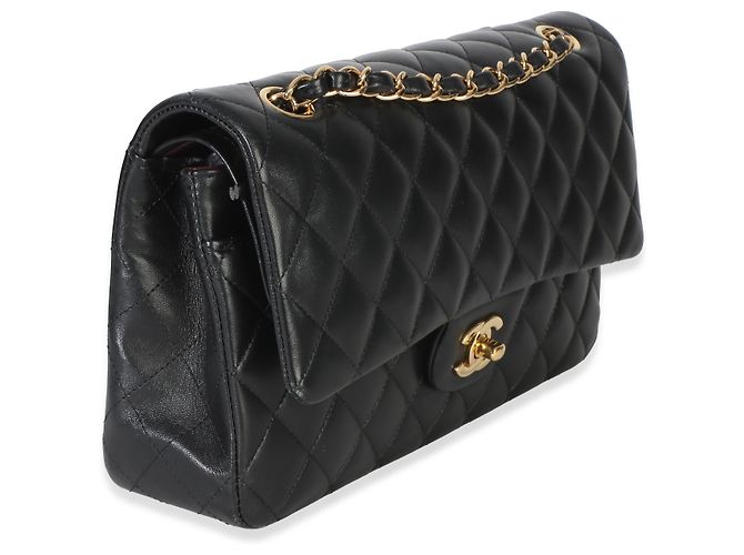 Timeless Borsa Chanel Black Quilted Lambskin Medium Classic Double Flap Nero - vista 4