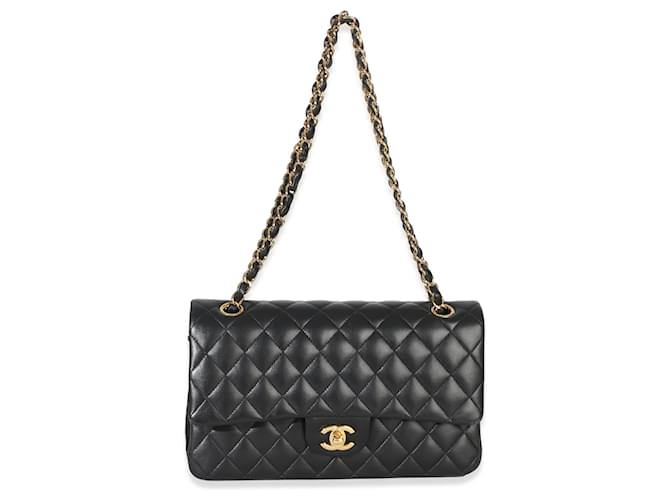 Timeless Borsa Chanel Black Quilted Lambskin Medium Classic Double Flap Nero - vista 5