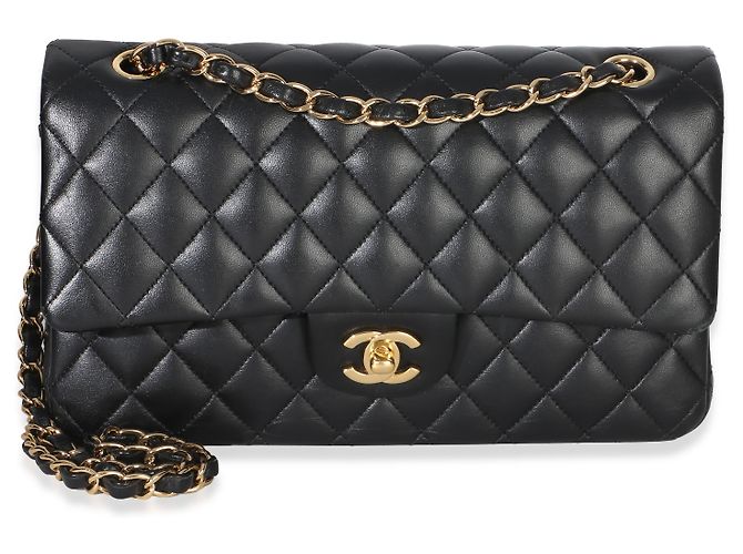 Timeless Borsa Chanel Black Quilted Lambskin Medium Classic Double Flap Nero - vista 8