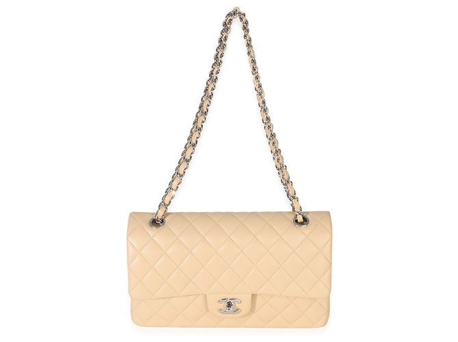 Timeless Borsa Chanel Beige Quilted Lambskin Medium Classic Double Flap - vista 7
