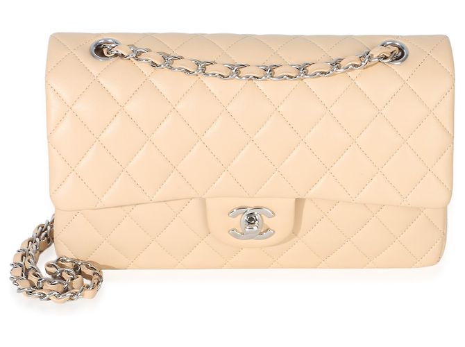 Timeless Borsa Chanel Beige Quilted Lambskin Medium Classic Double Flap - vista 8
