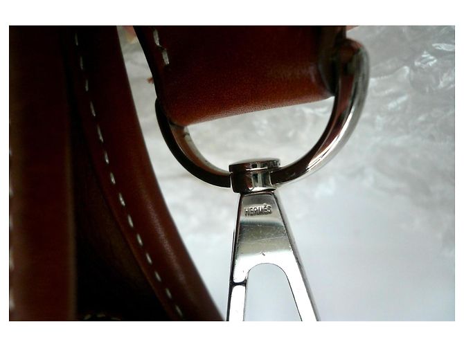 Borsa Hermès Evelyne 29 pelle Barénia e tela beige Marrone - vista 11