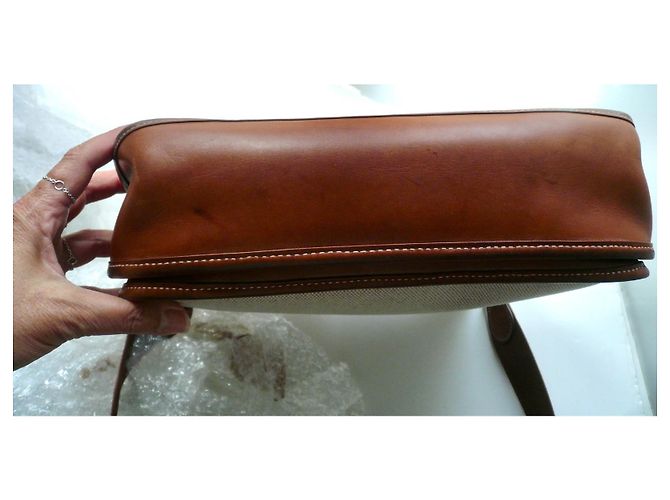 Borsa Hermès Evelyne 29 pelle Barénia e tela beige Marrone - vista 12