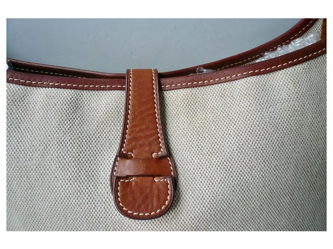 Borsa Hermès Evelyne 29 pelle Barénia e tela beige Marrone - vista 17