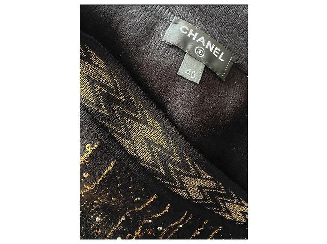 Chanel Métiers d’Art Gonna midi nera e oro Nero D'oro - vista 7