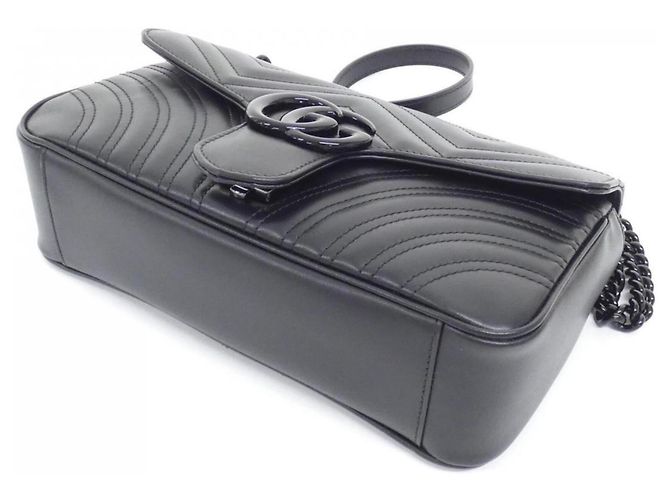 Borsa a tracolla Gucci GG Marmont 443497 Nero - vista 3