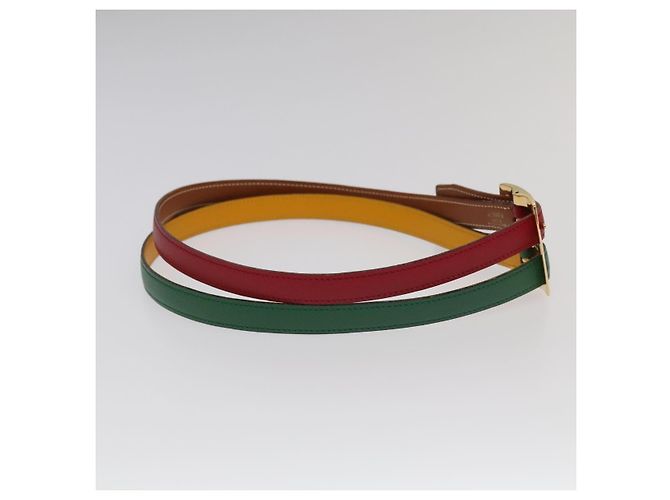 Hermès Hermes Gürtel Doppelsteckschließe Metall und Leder Mehrfarben - Ansicht 4