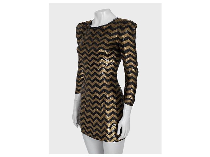 Balmain Striped Sequin Silk Mini Dress - Size S pre-owned - view 2