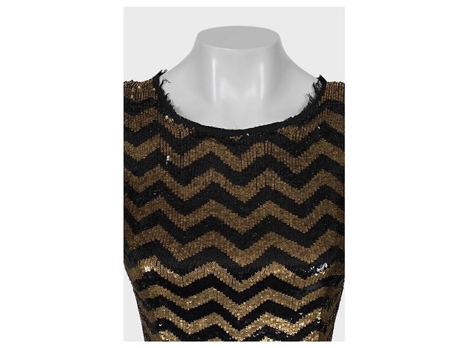 Balmain Striped Sequin Silk Mini Dress - Size S pre-owned - view 4