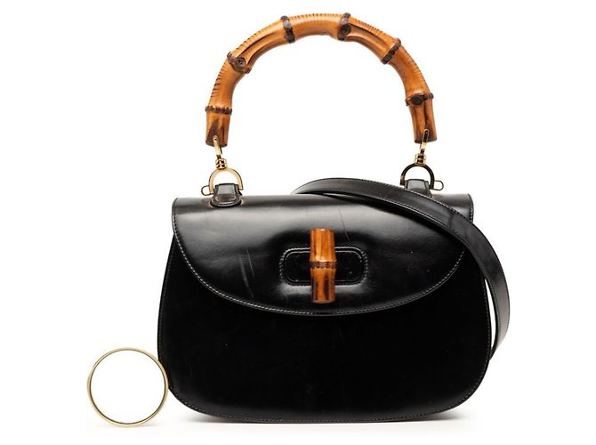 Borsa a Mano Gucci Bamboo Borsa a Spalla Nero - vista 8