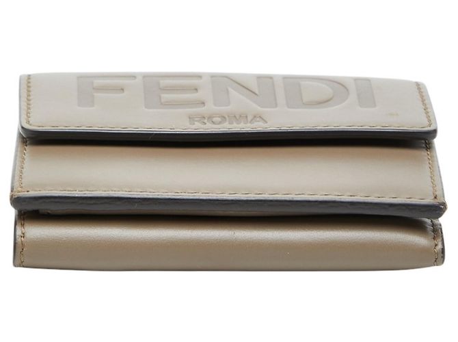 Fendi Tri-fold Wallet aus graulichem Leder - Ansicht 3