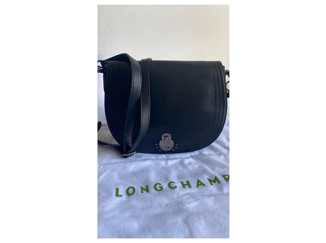 Borsa a tracolla Longchamp Cavalcade Large in pelle nera – nuovo Nero - vista 14