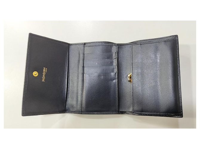 Yves Saint Laurent Saint Laurent Y Monogram Navy Blue Leather Wallet - view 2