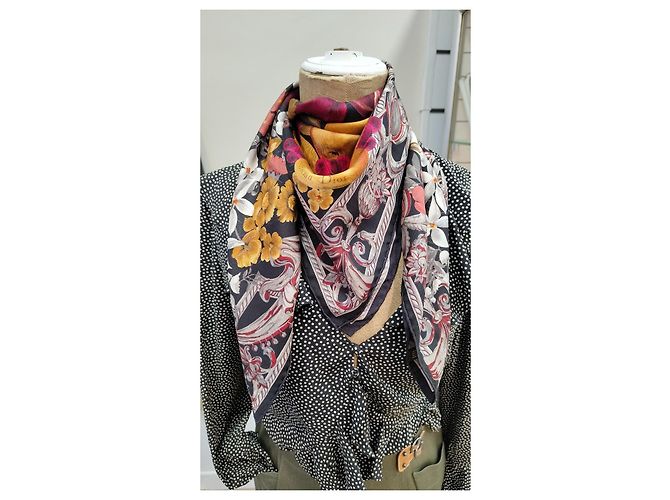 Dior Lenço de seda estampado com frutas e flores Marrom Preto Rosa Branco Vermelho Multicor Amarelo - vista 2