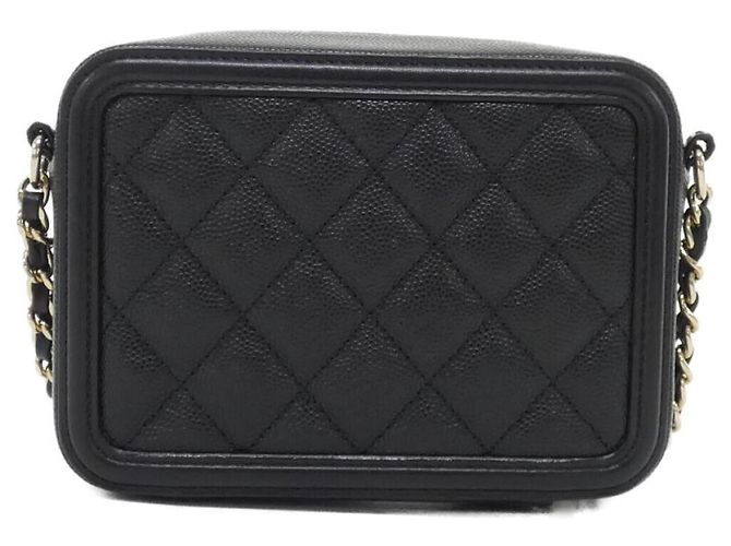 Borsa a tracolla Chanel 84452 in pelle di vitello granulata nera Nero - vista 2