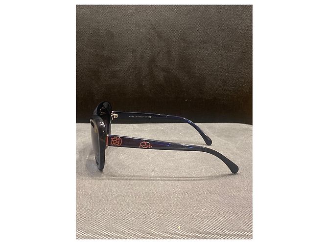 Occhiali da sole Chanel Blu con Camellie Dorate - vista 5