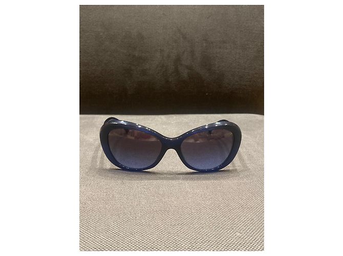 Occhiali da sole Chanel Blu con Camellie Dorate - vista 7