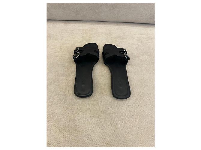 Sandali Hermès Chypre pelle nera Nero - vista 5