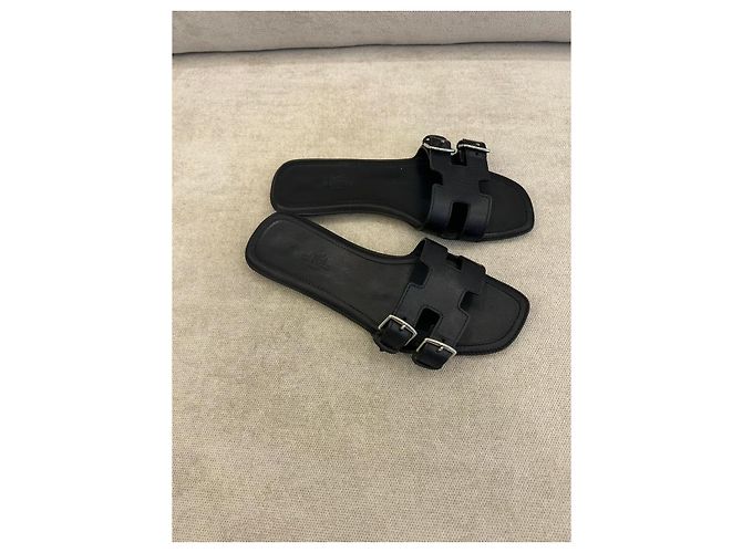Sandali Hermès Chypre pelle nera Nero - vista 6