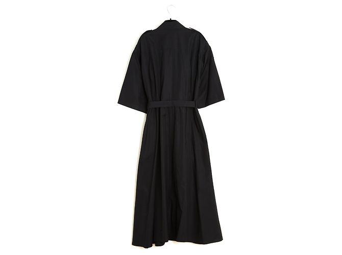 Céline Celine Triomphe Safari Maxikleid Schwarz Baumwollpopeline - Ansicht 3