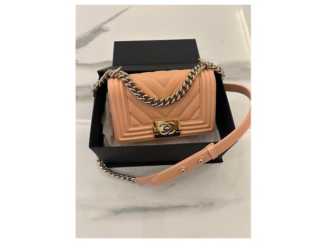 Borsa Chanel Boy Agnello Pesca - vista 2