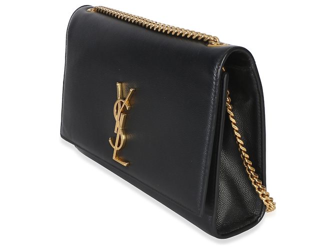 Borsa Saint Laurent Black Grain De Poudre Medium Kate Chain Nero - vista 3