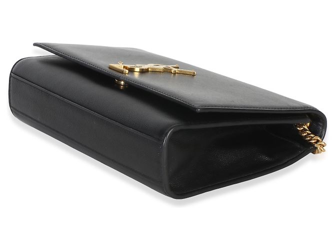Borsa Saint Laurent Black Grain De Poudre Medium Kate Chain Nero - vista 6