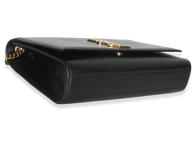 Borsa Saint Laurent Black Grain De Poudre Medium Kate Chain Nero - vista 7