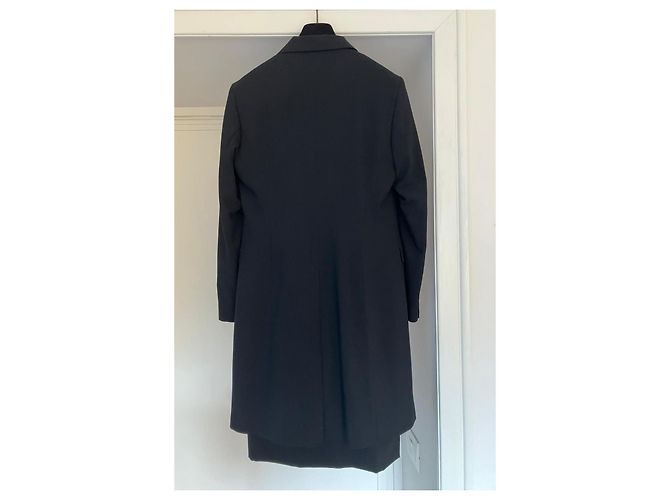 Autre Marque Conjunto de lã preta com casaco e vestido sem mangas Preto - vista 2