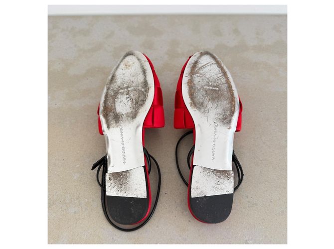 Autre Marque Marco de Vincenzo Ballerine Slingback in Raso Rosso - vista 3