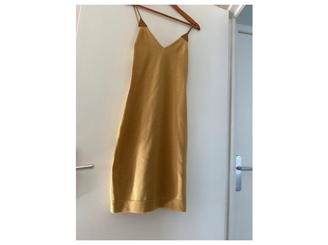 Constance Hermès Abito sottoveste in maglia gialla e pelle Giallo - vista 8