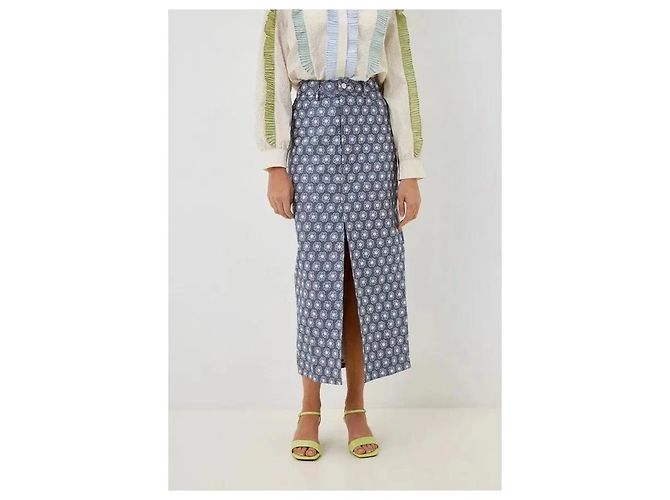 Autre Marque Sister Jane Falda Midi Estampado Floral Blanco Azul - vista 4