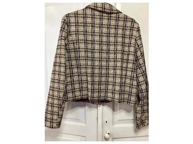 & Other Stories Tweed-Kurzjacke mit Karomuster Braun Schwarz Beige - Ansicht 2