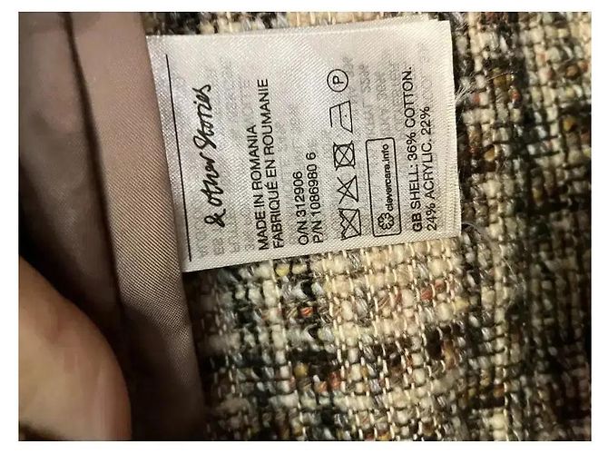 & Other Stories Tweed-Kurzjacke mit Karomuster Braun Schwarz Beige - Ansicht 6