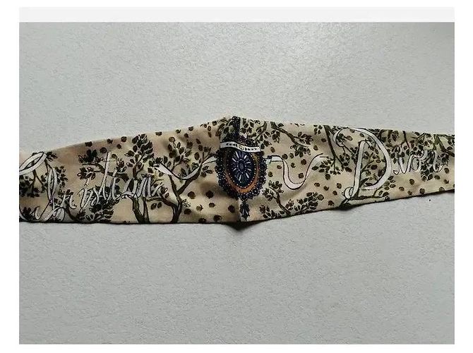 Foulard in seta Christian Dior Rosa Bianco Blu Beige Verde - vista 12
