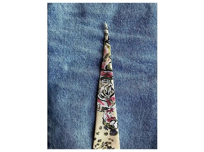 Foulard in seta Christian Dior Rosa Bianco Blu Beige Verde - vista 6