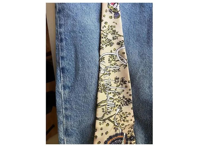 Foulard in seta Christian Dior Rosa Bianco Blu Beige Verde - vista 7