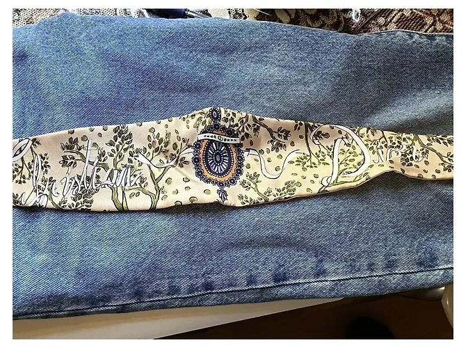 Foulard in seta Christian Dior Rosa Bianco Blu Beige Verde - vista 8