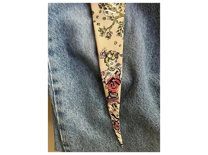 Foulard in seta Christian Dior Rosa Bianco Blu Beige Verde - vista 9