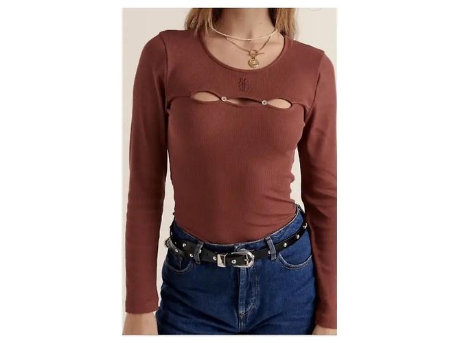 Balzac Paris Amanda Rippstrick Top - Terracotta Braun - Ansicht 3
