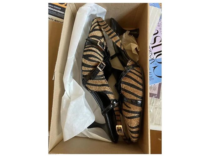 Autre Marque TFP Zebra-Print Slingback-Pumps Braun Schwarz Leopardenprint - Ansicht 12