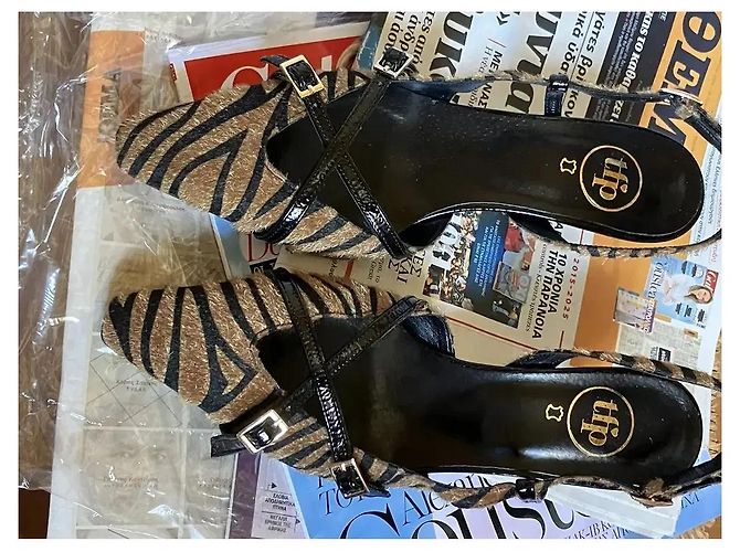 Autre Marque TFP Zebra-Print Slingback-Pumps Braun Schwarz Leopardenprint - Ansicht 6