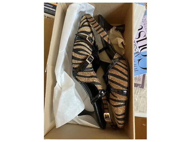 Autre Marque TFP Zebra-Print Slingback-Pumps Braun Schwarz Leopardenprint - Ansicht 7
