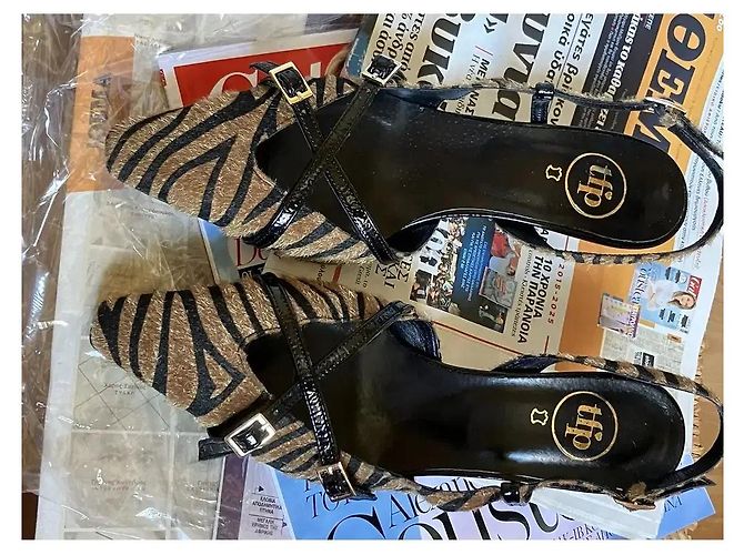 Autre Marque TFP Zebra-Print Slingback-Pumps Braun Schwarz Leopardenprint - Ansicht 8