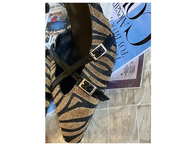 Autre Marque TFP Zebra-Print Slingback-Pumps Braun Schwarz Leopardenprint - Ansicht 9